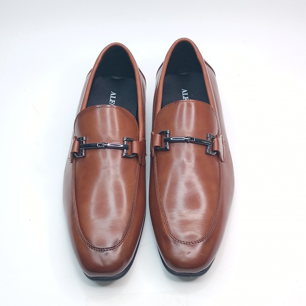 Alfani Otis Bit Loafer Men Size 8.5 M Brown Faux Leather Dress Shoes - Picture 2 of 11